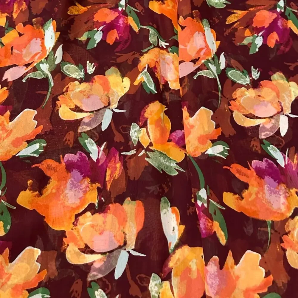 Vince Camuto Autumn Floral Chiffon Maxi Dress Size 12 NWT Wedding Guest Elegant - Picture 9 of 13